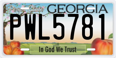 GA license plate PWL5781
