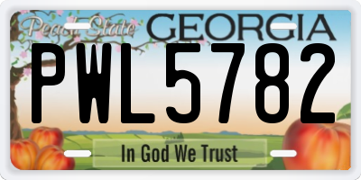 GA license plate PWL5782