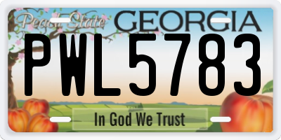 GA license plate PWL5783