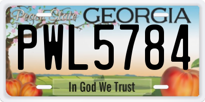 GA license plate PWL5784