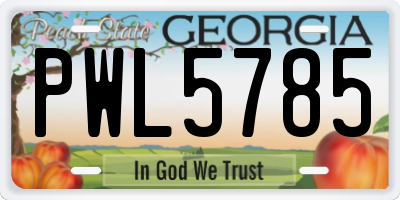 GA license plate PWL5785