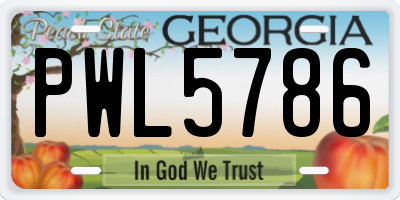 GA license plate PWL5786