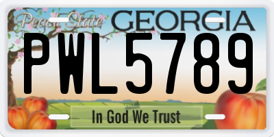 GA license plate PWL5789