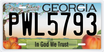 GA license plate PWL5793
