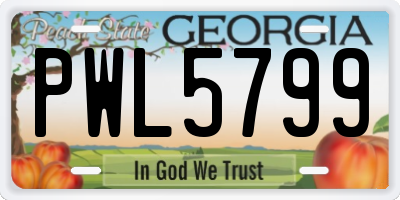 GA license plate PWL5799