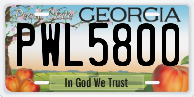 GA license plate PWL5800