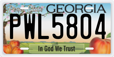 GA license plate PWL5804