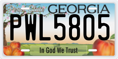 GA license plate PWL5805