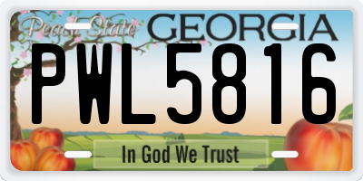 GA license plate PWL5816