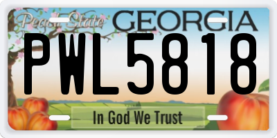 GA license plate PWL5818