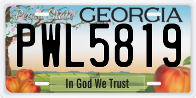 GA license plate PWL5819