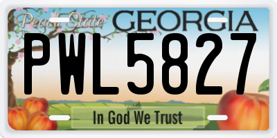 GA license plate PWL5827