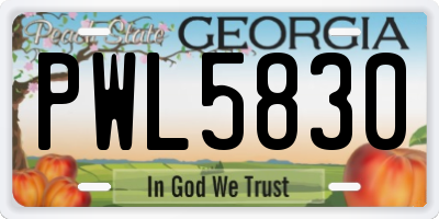 GA license plate PWL5830