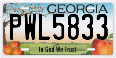 GA license plate PWL5833