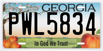 GA license plate PWL5834