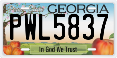 GA license plate PWL5837