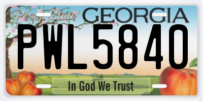 GA license plate PWL5840