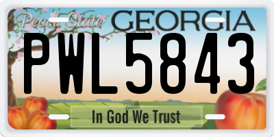 GA license plate PWL5843