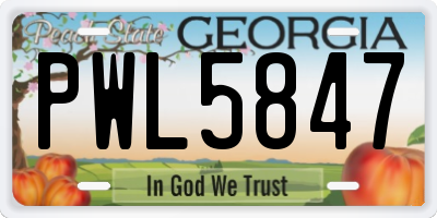 GA license plate PWL5847