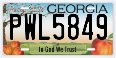GA license plate PWL5849