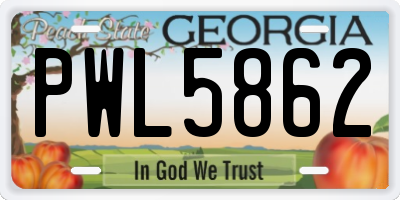 GA license plate PWL5862