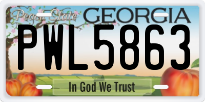 GA license plate PWL5863