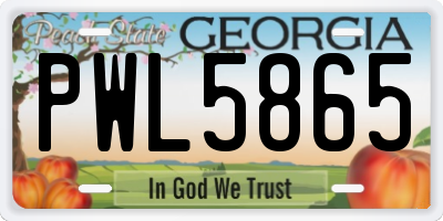 GA license plate PWL5865