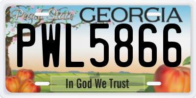 GA license plate PWL5866