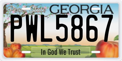 GA license plate PWL5867