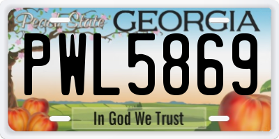GA license plate PWL5869