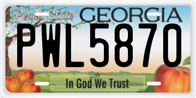 GA license plate PWL5870