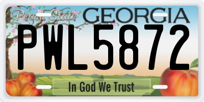 GA license plate PWL5872