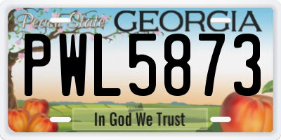 GA license plate PWL5873