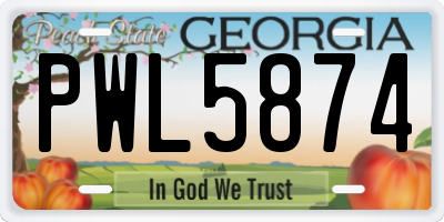 GA license plate PWL5874