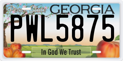 GA license plate PWL5875