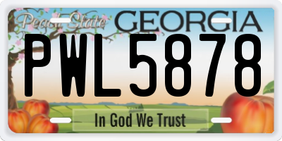 GA license plate PWL5878