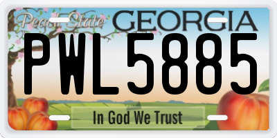 GA license plate PWL5885