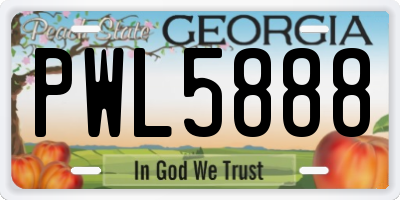 GA license plate PWL5888