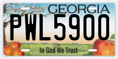 GA license plate PWL5900