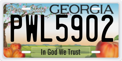 GA license plate PWL5902