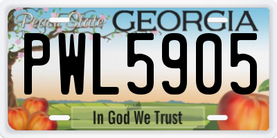 GA license plate PWL5905