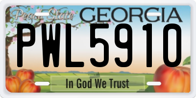 GA license plate PWL5910
