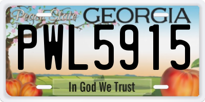 GA license plate PWL5915