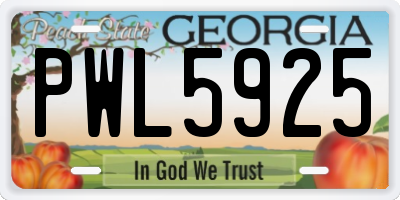 GA license plate PWL5925