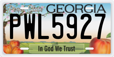 GA license plate PWL5927