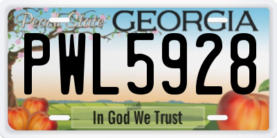GA license plate PWL5928