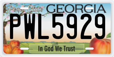 GA license plate PWL5929