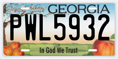 GA license plate PWL5932