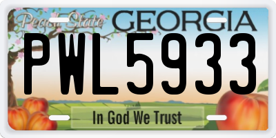 GA license plate PWL5933