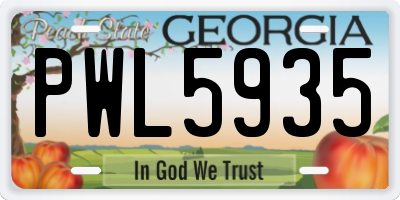 GA license plate PWL5935